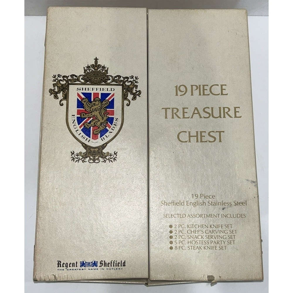 Regent Sheffield Stainless Steel 19 Piece Treasure Chest Made In England Vintage